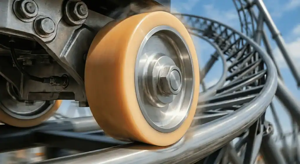 Maatwerk wielen voor attracties met polyurethaan loopvlak op achtbaanrail voor hoge snelheid en veiligheid