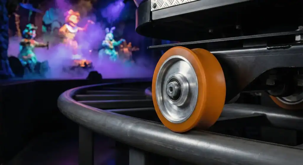 Juiste wiel voor precisiebesturing in attracties met polyurethaan wiel op rail in een dark ride