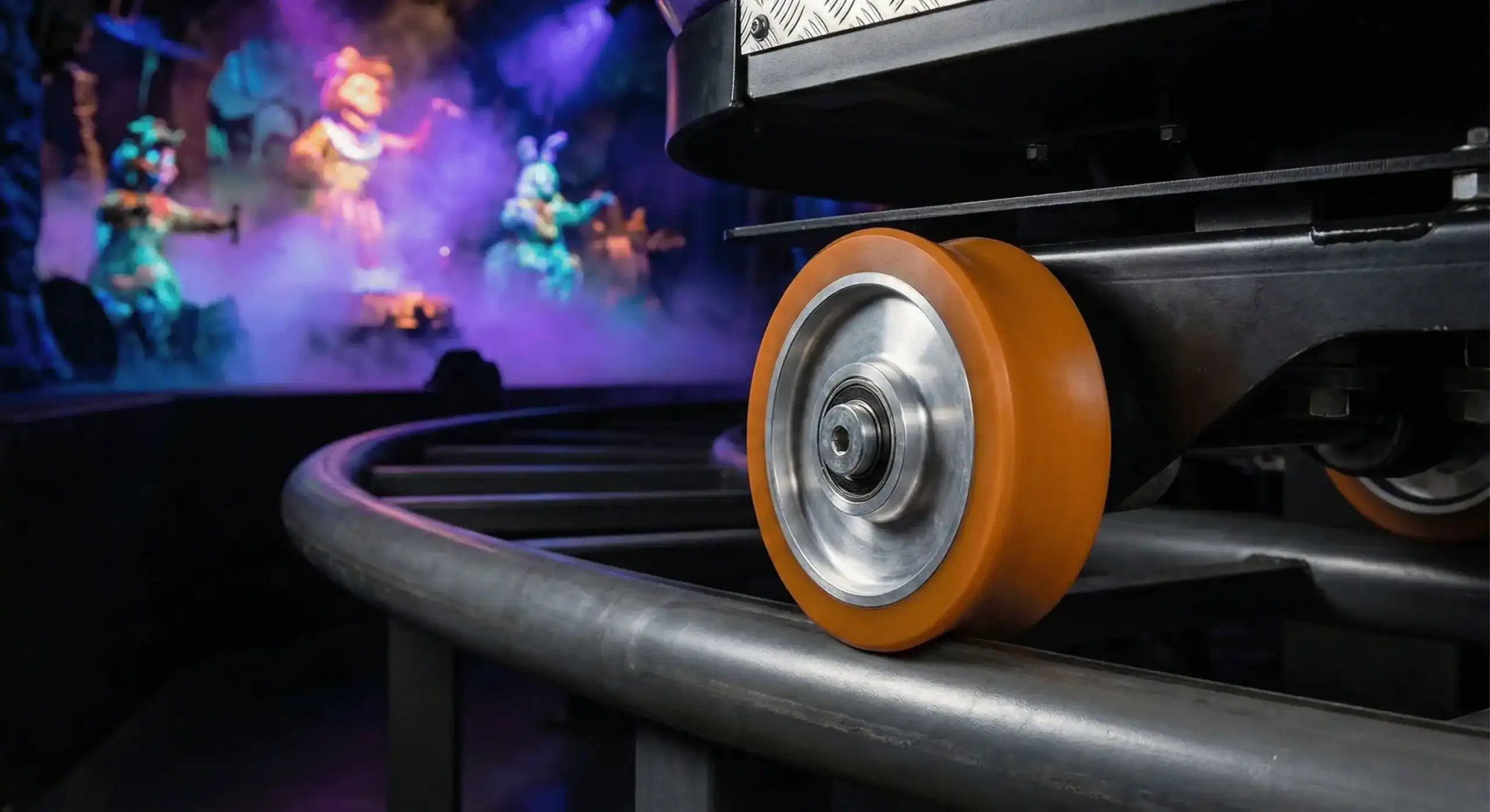 Juiste wiel voor precisiebesturing in attracties met polyurethaan wiel op rail in een dark ride