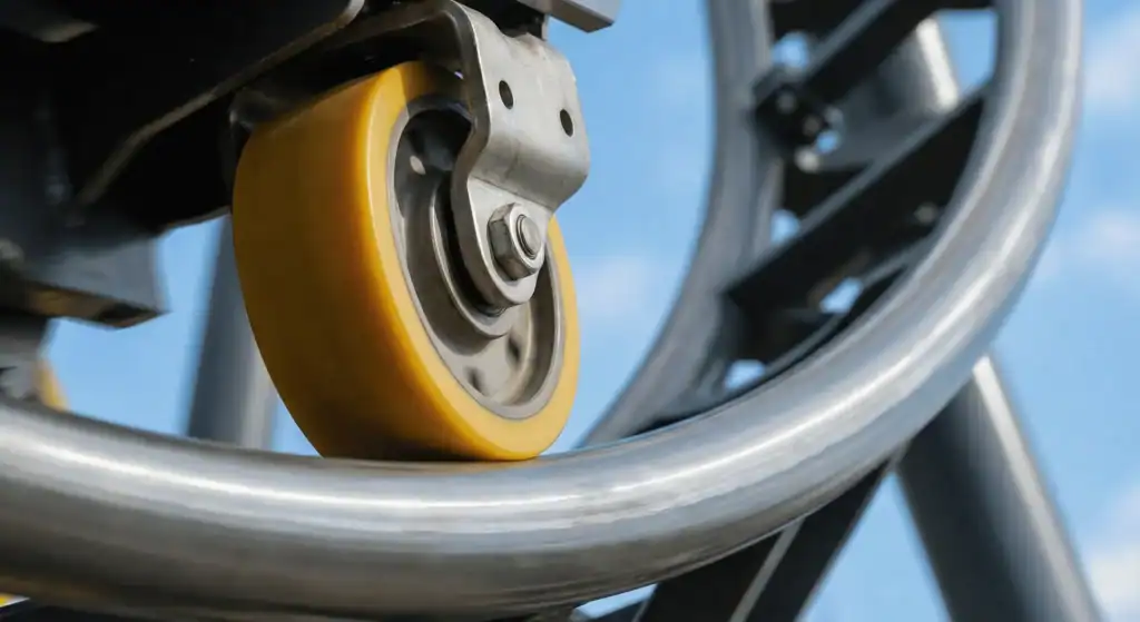 Wielen voor extreme attracties onder hoge dynamische belasting op stalen railconstructie